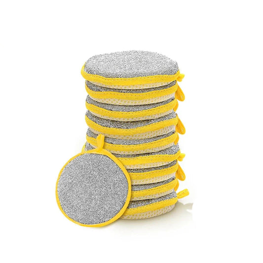 Pack de 10 éponges jaunes double face – Nettoyage puissant & accrochage pratique