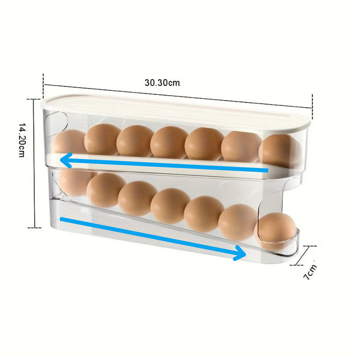 Distributeur à œufs double étage avec roulement automatique – Gain de place au réfrigérateur